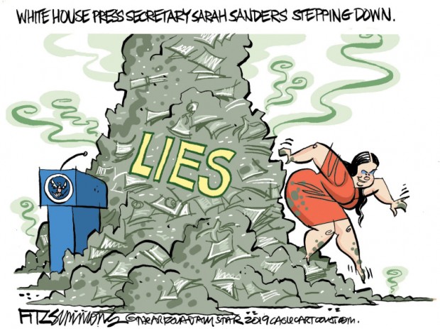 9_political_cartoon_u.s._sarah_huckabee_sanders_lies_resigns_-_david_fitzsimmons_cagle